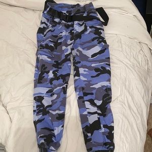 Blue camo cargo pants